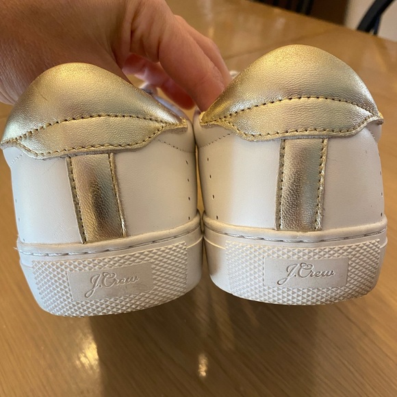 J. Crew white and gold leather Saturday sneakers, size 9 - Picture 3 of 7